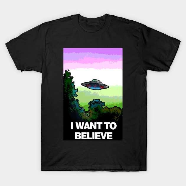 I WANT TO BELIEVE in GENDERQUEER T-Shirt by jonesylium